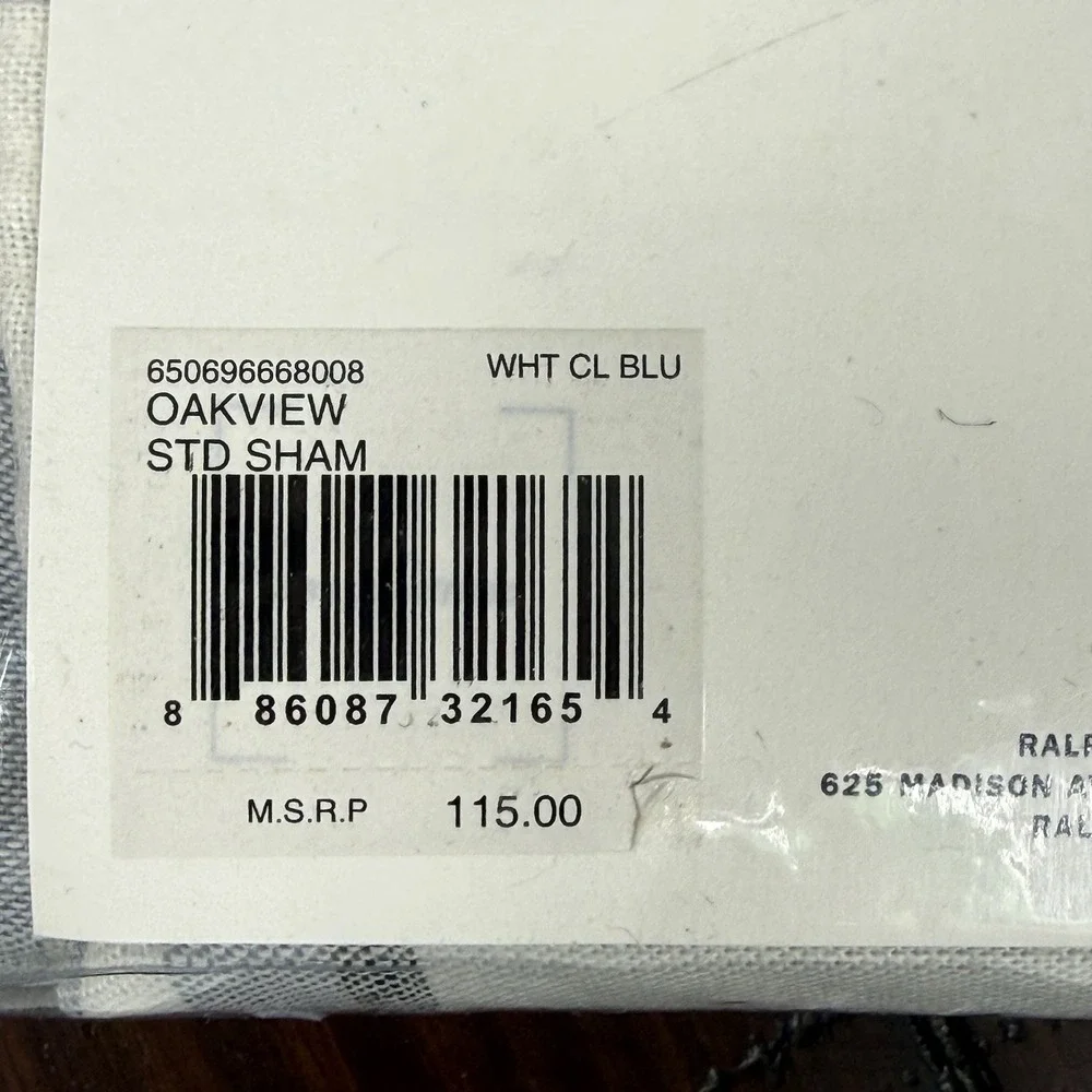 Ralph Lauren Oakview Striped Pillow Sham White Cloud Blue Standard 20